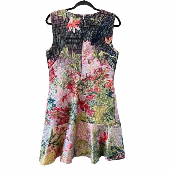 NATORI Birds Of Paradise Jacquard Shimmer Metallic Drop Waist Dress Size 10 NEW - Picture 9 of 12